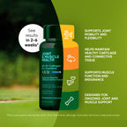 Rooted Owl Pet Supplements joint and muscle health supplement for cats and small dogs, featuring natural ingredients in a clear container.