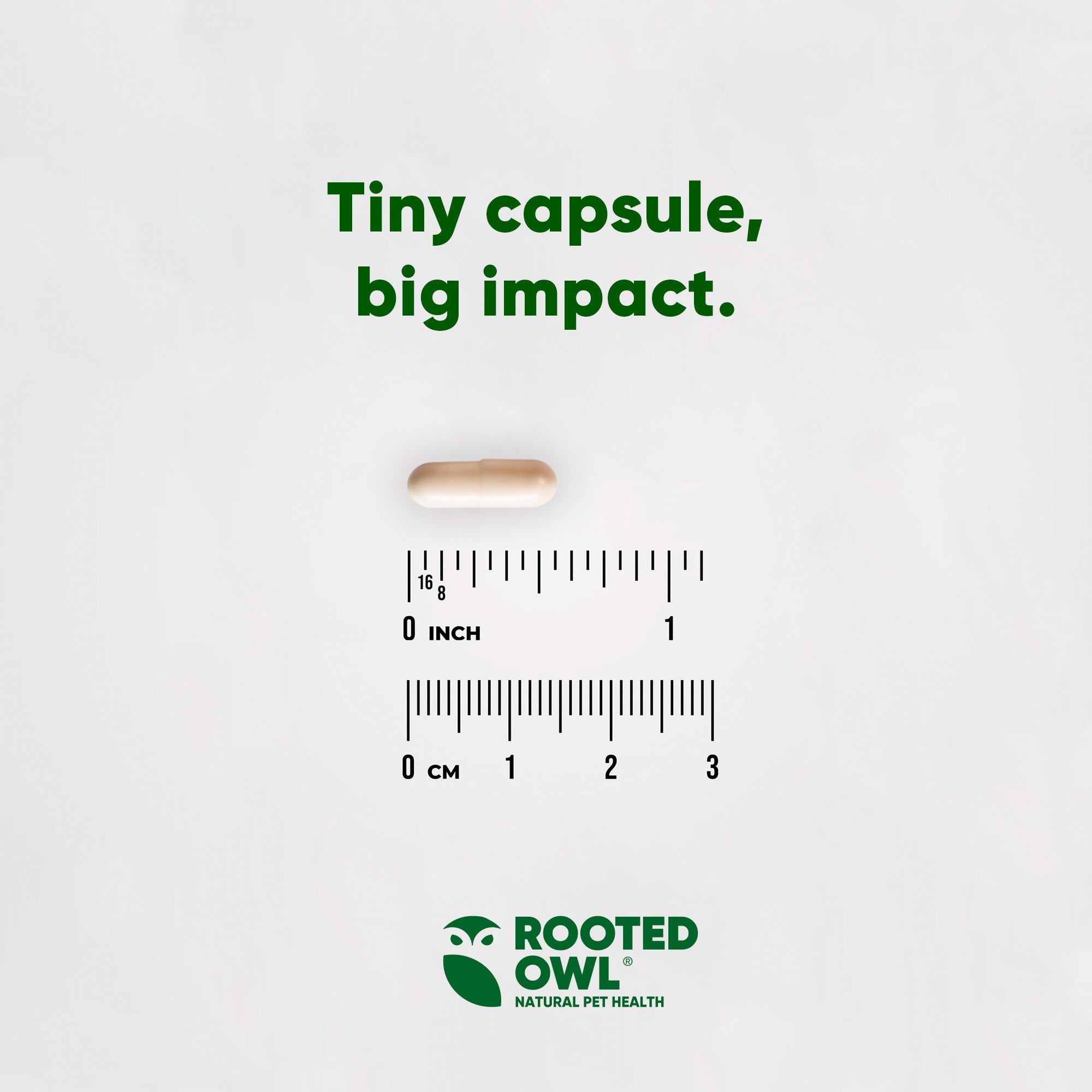 Rooted Owl Pet Supplements weight management supplement for cats and dogs, featuring natural ingredients in a clear bottle.