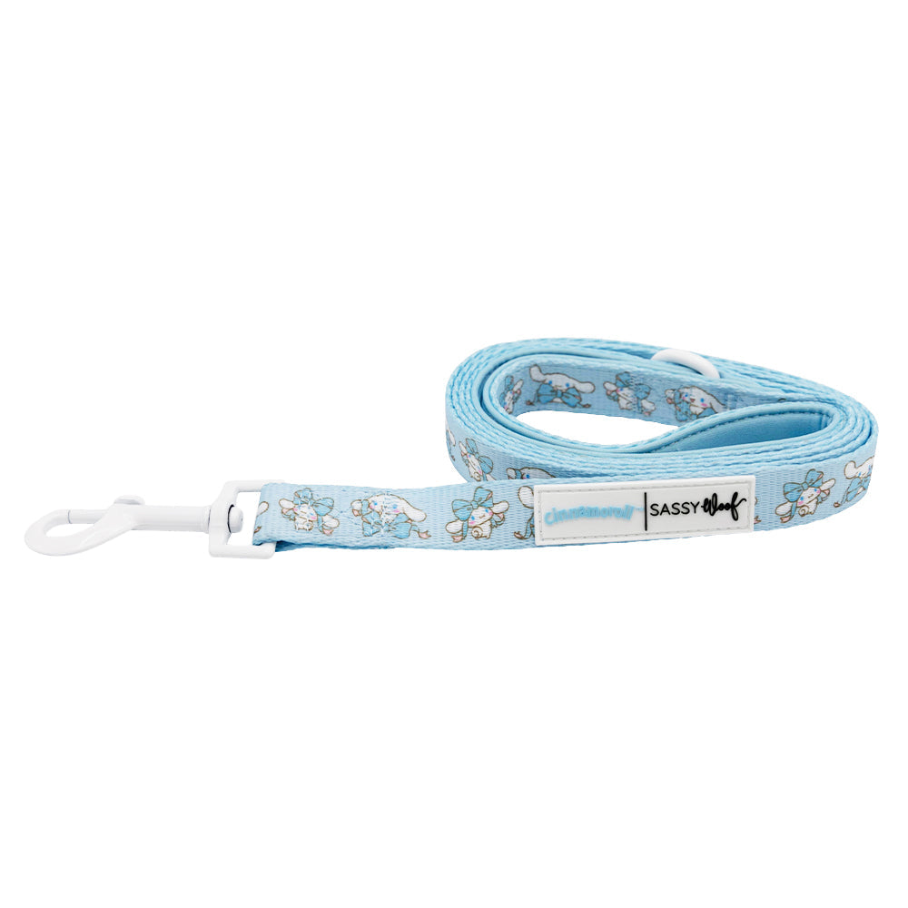 Dog leash featuring Cinnamoroll™ design from Sassy Woof, made for pets, with a cute, soft-colored illustration on the leash.