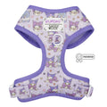 Dog adjustable harness by Sassy Woof featuring Kuromi™ design, with soft straps and secure buckle for comfortable pet walking.