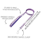 Dog leash featuring Kuromi design by Sassy Woof, with colorful pattern and sturdy handle for pets.