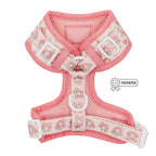 Dog adjustable harness featuring My Melody design from Sanrio, by Sassy Woof, with colorful floral pattern and secure buckle.