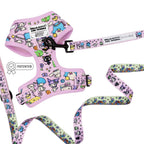 Dog two-piece bundle with Hello Kitty® and Friends floral design, includes pet collar and harness by Sassy Woof.