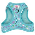 Sassy Woof Hello Kitty Aqua cat step-in harness with blue and white design, adjustable straps, and cute Hello Kitty details.