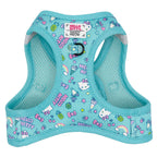 Sassy Woof Hello Kitty Aqua cat step-in harness with blue and white design, adjustable straps, and cute Hello Kitty details.