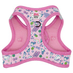Pink Hello Kitty cat step-in harness by Sassy Woof, featuring a cute Hello Kitty design on soft fabric for small pets.