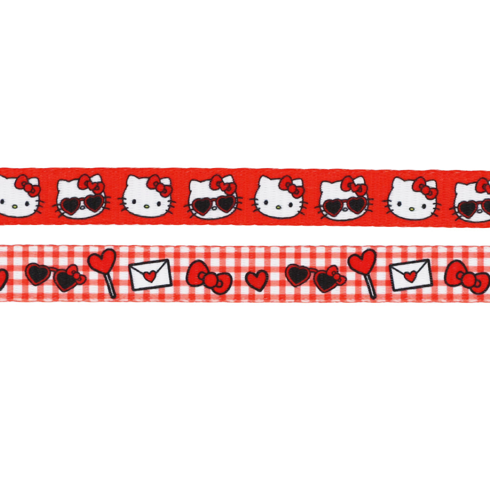 Red Hello Kitty pet leash by Sassy Woof, featuring classic Hello Kitty design for cats, perfect for walking your feline.
