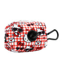 Red Hello Kitty pet waste bag holder by Sassy Woof, designed for convenient dog waste disposal and carrying accessories.