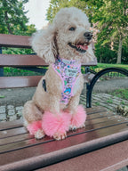 Dog adjustable harness featuring Hello Kitty® and friends with colorful flower festival design by Sassy Woof.