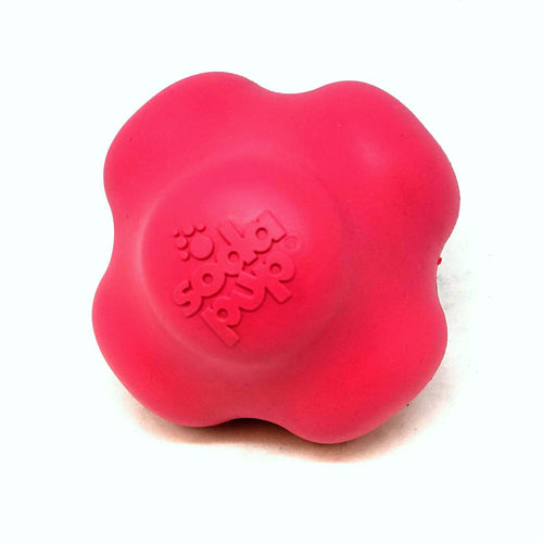 Rubber dog toy by SodaPup for power chewers, featuring a retrieving ball design, USA made durable chew toy for dogs.
