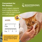 Rooted Owl Pet Supplements joint and muscle health supplement for medium and large dogs, featuring natural ingredients and supportive formula.