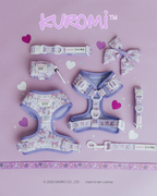 Dog collar featuring Kuromi™ logo from Sassy Woof, designed for pets with a playful, stylish look.