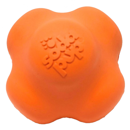 Rubber dog chew toy and retrieving ball by SodaPup for power chewers, made in the USA, durable and fun for active dogs.