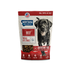 Montana Dog Food Co Grain-Free Beef Freeze-Dried Raw Adventure Fuel dog food meal topper in 6.4oz package showing beef pieces