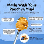 Paw Power Nutrition Dawg Butter Blue Biotic supplement jar with label, featuring blue packaging and product details.