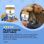 Paw Power Nutrition Dawg Butter Blue Biotic container with label showing probiotic supplement for dogs