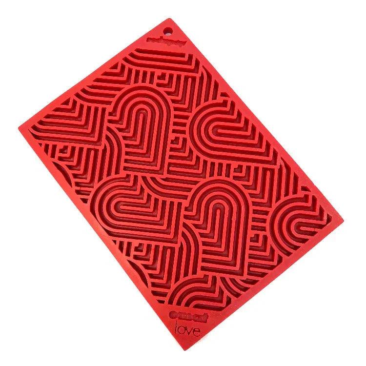Large Love eMat enrichment lick mat for dogs and cats with a heart design by SodaPup for interactive pet enrichment.