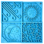 Light blue Sky eMat enrichment lick mat for dogs and cats by SodaPup with celestial design, suitable for calming and engagement.