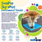 Light blue Sky eMat enrichment lick mat for dogs and cats with celestial design by SodaPup, ideal for mental stimulation.