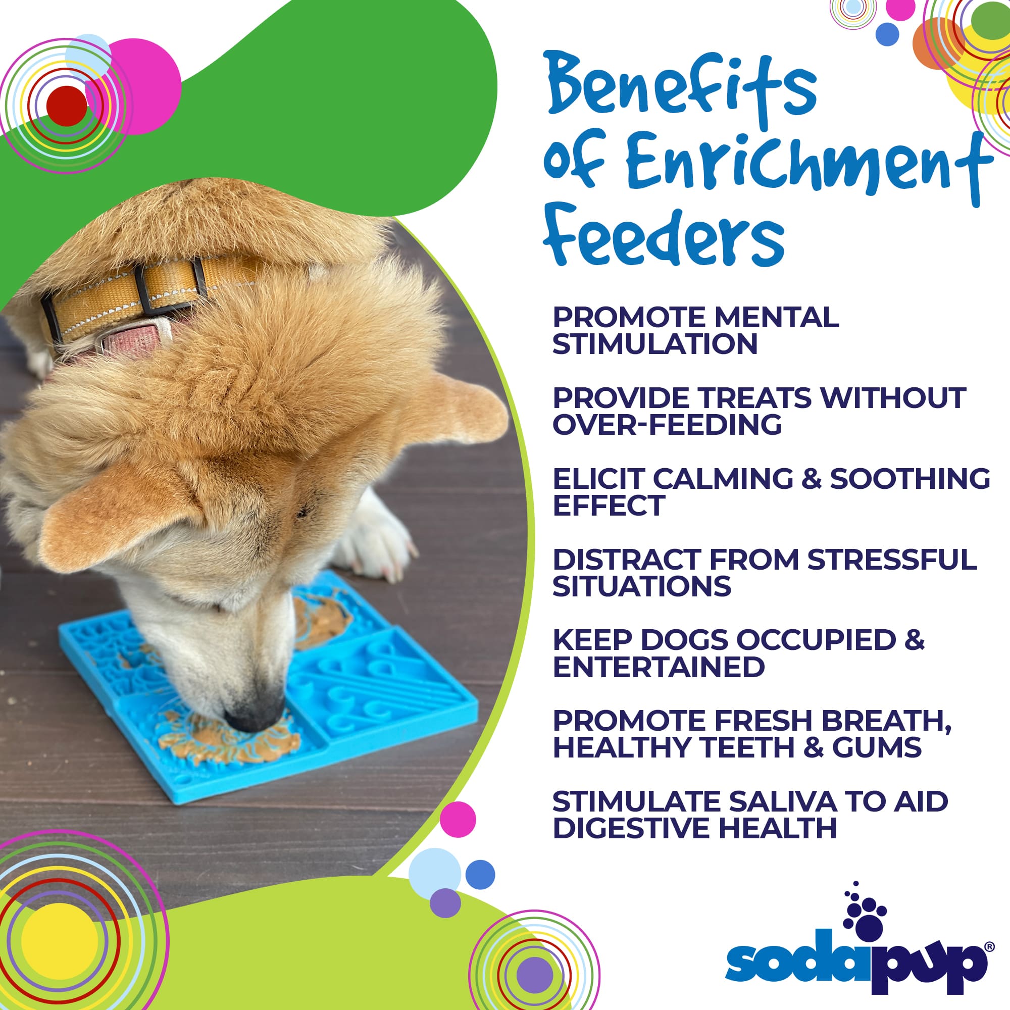 Light blue Sky eMat enrichment lick mat for dogs and cats with celestial design by SodaPup, ideal for calming and interactive play.
