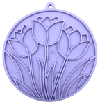 Pastel purple Tulip Design eMat by SodaPup for dogs and cats, with suction cups, USA-made enrichment lick mat for pets.