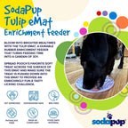 Pastel purple Tulip Design eMat by SodaPup for dogs and cats, with suction cups, USA-made enrichment lick mat.