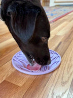 Pastel purple Tulip Design eMat by SodaPup for dogs and cats, with suction cups for enrichment and entertainment.