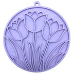 Pastel purple Tulip Design eMat by SodaPup for dogs and cats, with suction cups, USA-made enrichment lick mat.