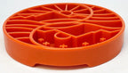 Sun and Moon eTray shallow slow feeder dog bowl by SodaPup, featuring a vibrant orange yin-yang design for enrichment.