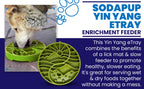 Sun and Moon eTray shallow slow feeder dog bowl by SodaPup, featuring orange yin-yang design for enrichment. USA made.