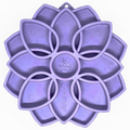 Pastel purple SodaPup Mandala Softie eTray shallow slow feeder dog bowl with suction cups, USA-made, designed for easy feeding.
