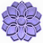 Pastel purple SodaPup Mandala Softie eTray shallow slow feeder dog bowl with suction cups, USA-made, designed for easy feeding.