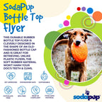 Orange Rubber Dog Frisbee by SodaPup, vet-approved Bottle Top Flyer, USA-made dog toy with durable rubber for active play.