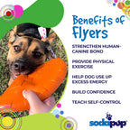 Orange rubber frisbee for dogs, Bottle Top Flyer by SodaPup, vet-approved and USA-made, designed for outdoor play.