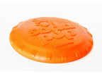 Orange Rubber Frisbee for Dogs, Bottle Top Flyer by SodaPup/True Dogs, USA-made, vet-approved dog toy, 9.75-inch diameter.