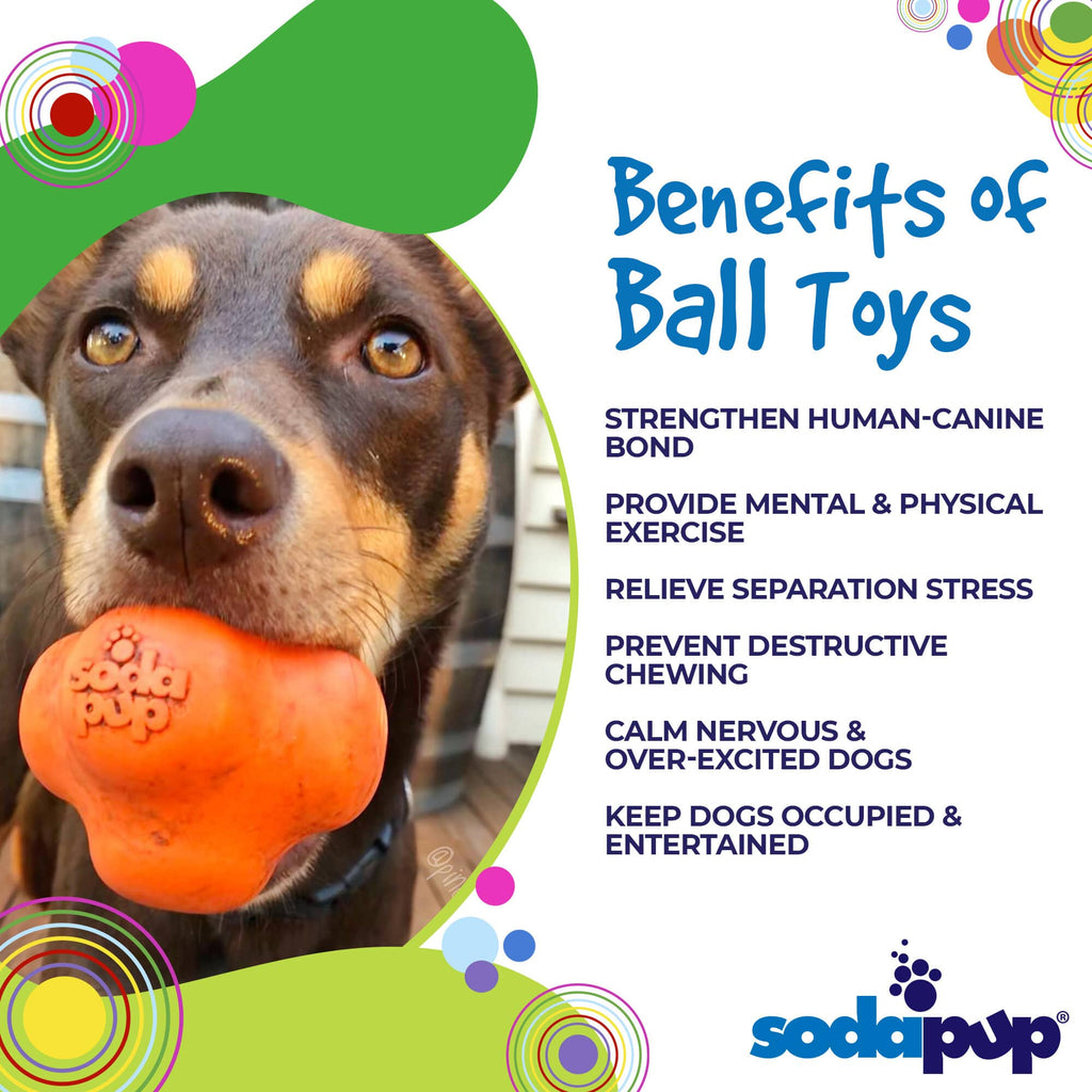 Orange Crazy Bounce Rubber Dog Chew Toy for Power Chewers, SodaPup/True Dogs, USA-made retrieving ball for dogs.