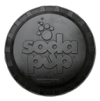 Rubber Frisbee for heavy chewers, large size, SodaPup Magnum Bottle Top Flyer, USA-made dog toy for active play.