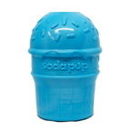 Blue rubber ice cream cone dog chew toy for power chewers, made by SodaPup, USA-made durable rubber dog toy.
