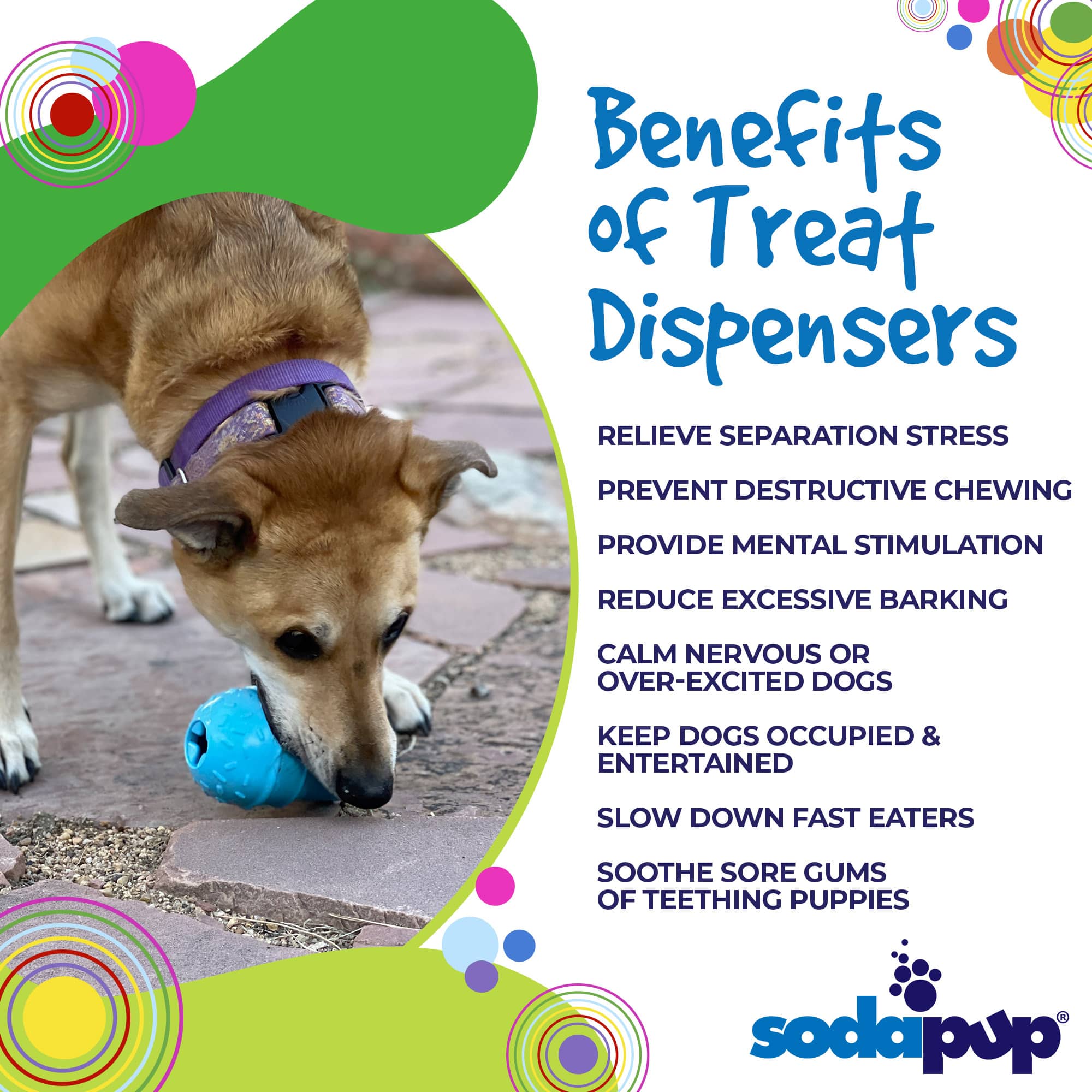 Blue rubber ice cream cone dog chew toy for power chewers, made by SodaPup, USA-made durable dog toy for strong chewers.
