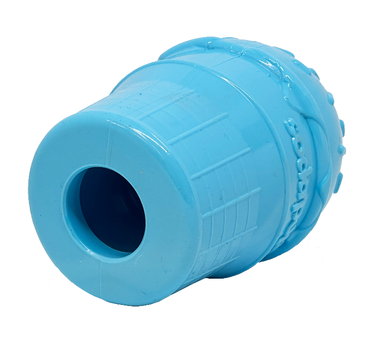 Blue ice cream cone rubber dog chew toy for power chewers by SodaPup, USA-made durable rubber dog toy for strong chewers.