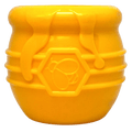 Yellow Honey Pot Dog Treat Dispenser by SodaPup, a durable rubber enrichment toy for dogs, USA made.